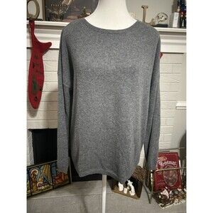 Neiman Marcus M The Cashmere Collection Womens Sweater Gray Metallic Bead Trim